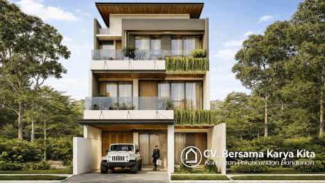 Desain Rumah Moder Tropis - Bpk Rendi Malang