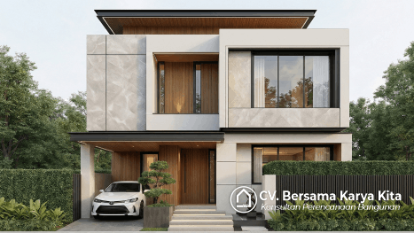 Desain Rumah Modern 2 lantai Bpk Lutfi Malang