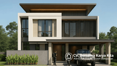 Desain Rumah Modern 2 lantai Bpk Willy Malang